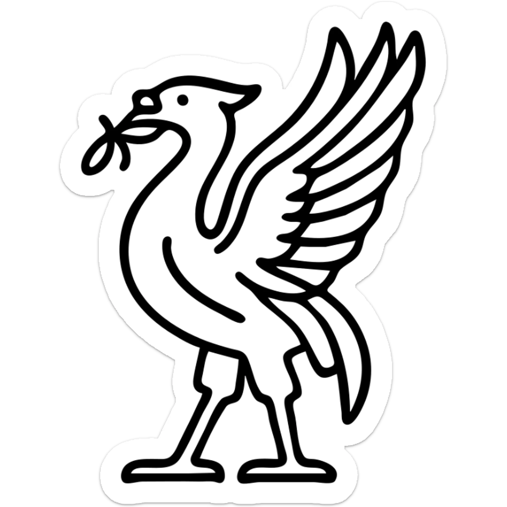 Liver bird, mythical bird symbol of Liverpool, cormorant-like bird with outstretched wings sticker