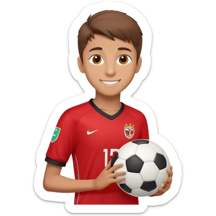 - Nam
- 15 tuổi
- Da vàng
- Tóc nâu, ngắn vuốt chéo bên tráo
- Mặt dài, Cười mỉm, Mắt to
- Áo bóng đá màu đỏ
 sticker