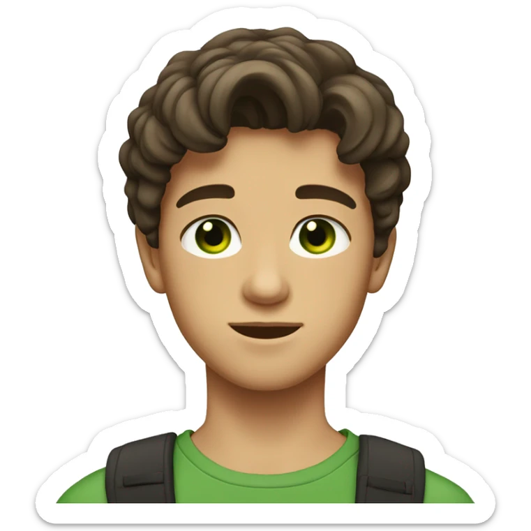 A teenage Polish boy with medium dark brown hair, tan skin, green eyes sticker