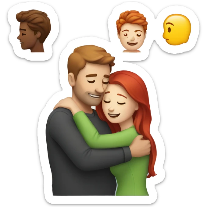 A man with brown hair hug a women with red hair sticker