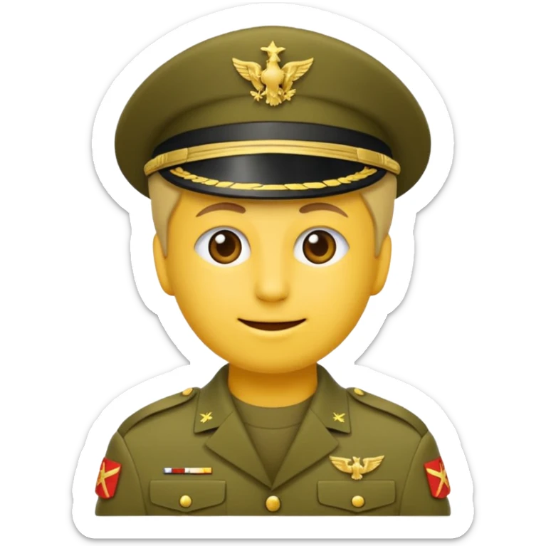 Eine salutierenden Emoji (Hautfarbe: gelb ) in Armee Klamotten männlich salutierend sticker