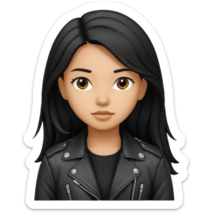  Siyah uzun saçlı ceket giyen esmerimsi kız fazla esmer değil siyah ceket  sticker