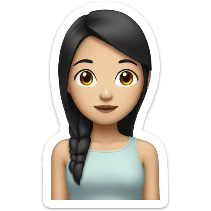 tan asian girl with black straight hair and brown eyes sticker