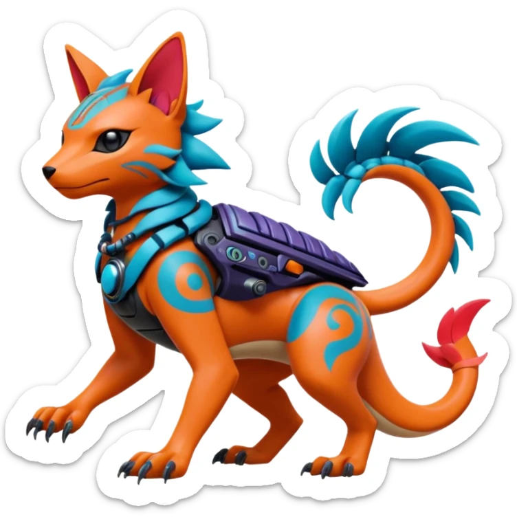  exotic tropical cyber-Scooby-Aloy-Loyd-Garmaddon-Litten-Linoone-Noibat-Fakémon-Pokémon-Vernid-creature sticker