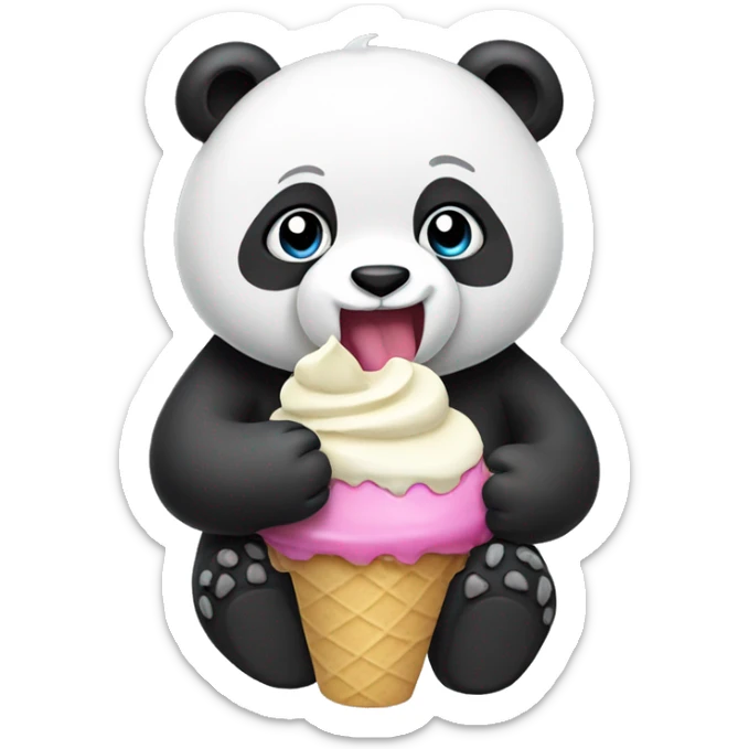 Panda eating ice cream sticker