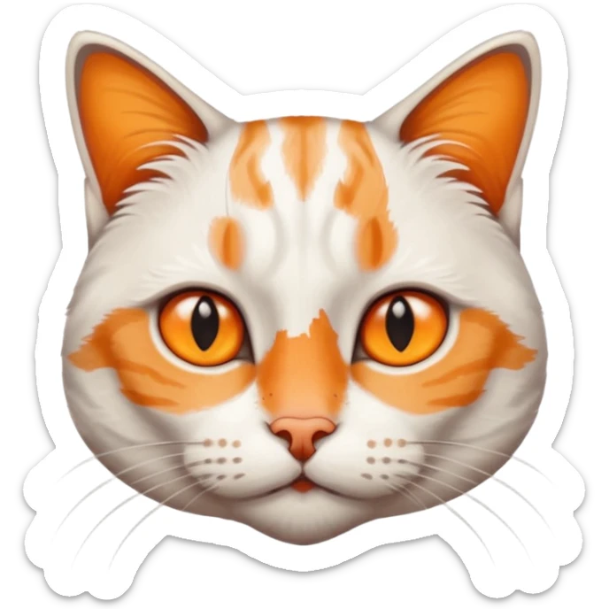 Mix of white and tabby cat with orange smudge on the nose looks at you curiously but also disapprovingly sticker