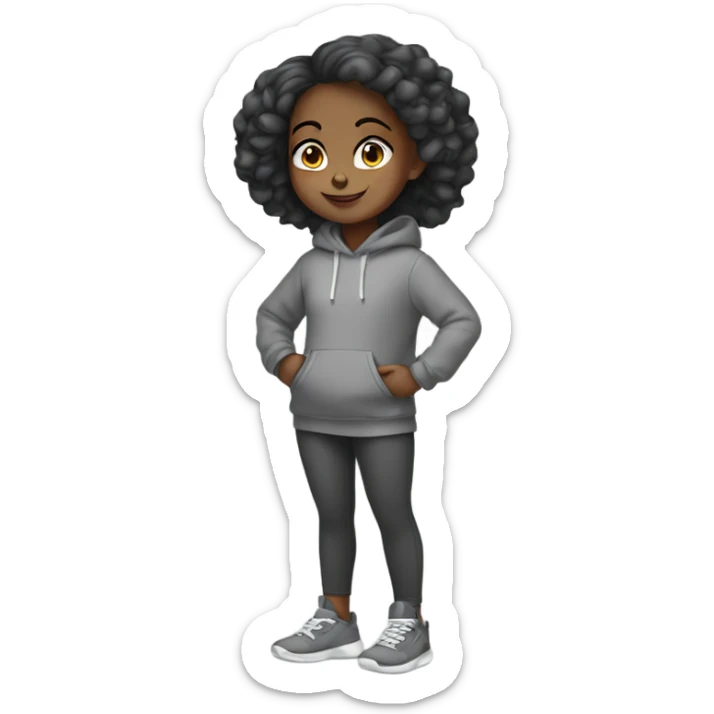 black pretty girl in grey hoodie with leggings sticker