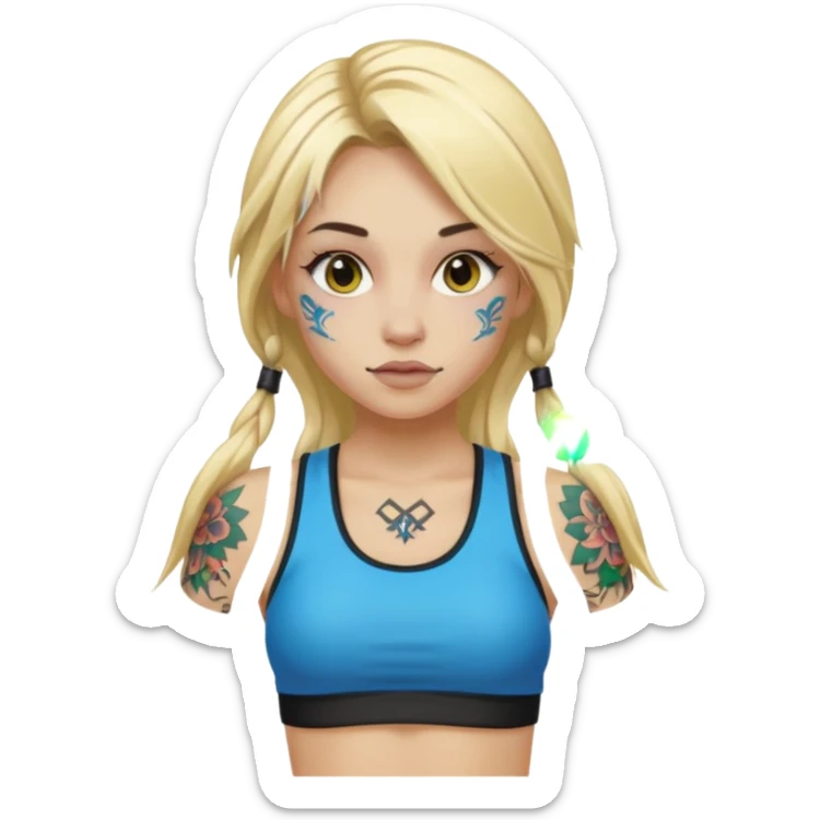 girl with long blonde hair and tattoos and an athletic ginger girl ravers sticker
