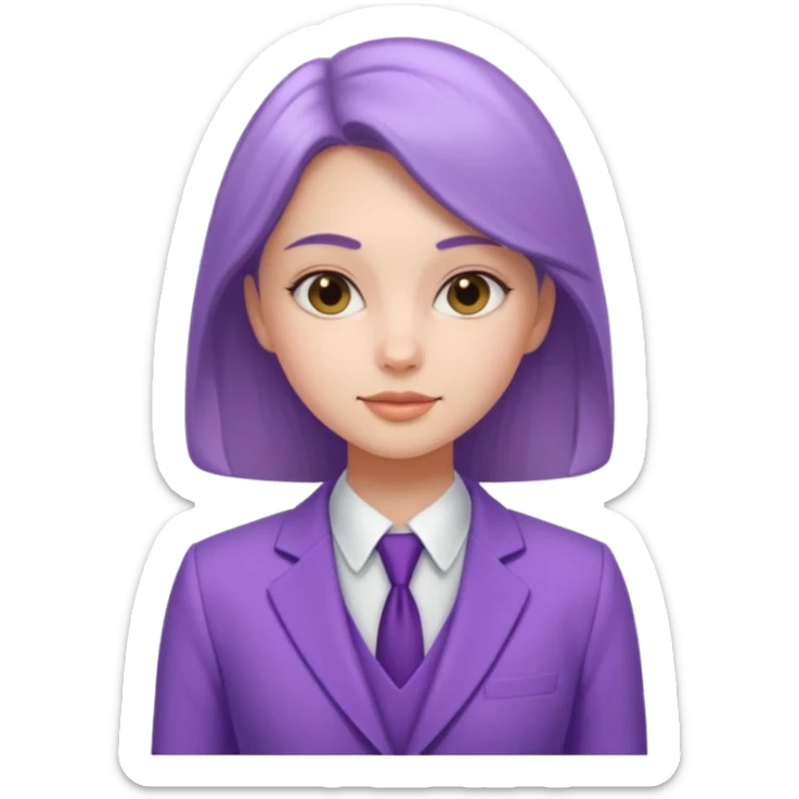 lavender-purple girl's Suit, smooth rounded neckline, simple design, glossy surface, plain background. sticker