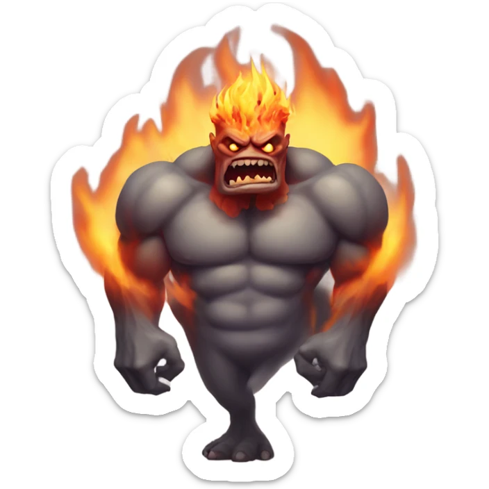 A very scary human Monster with Big muscle arms and flaming eyes  sticker