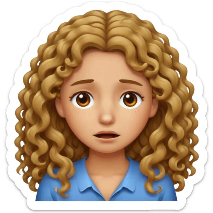 long Bronde curly hair girl bawling  sticker