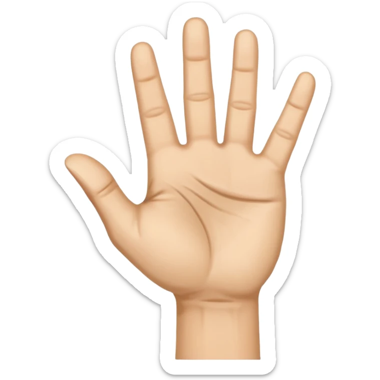 a human right hand emoji giving the "Scram" (Get out of here!) sign with palm facing the viewer, fingers clenched touching the palm, and the thumb extended out to the right side. This emoji can also be used to signify thumbing a ride (hitchhiking). sticker