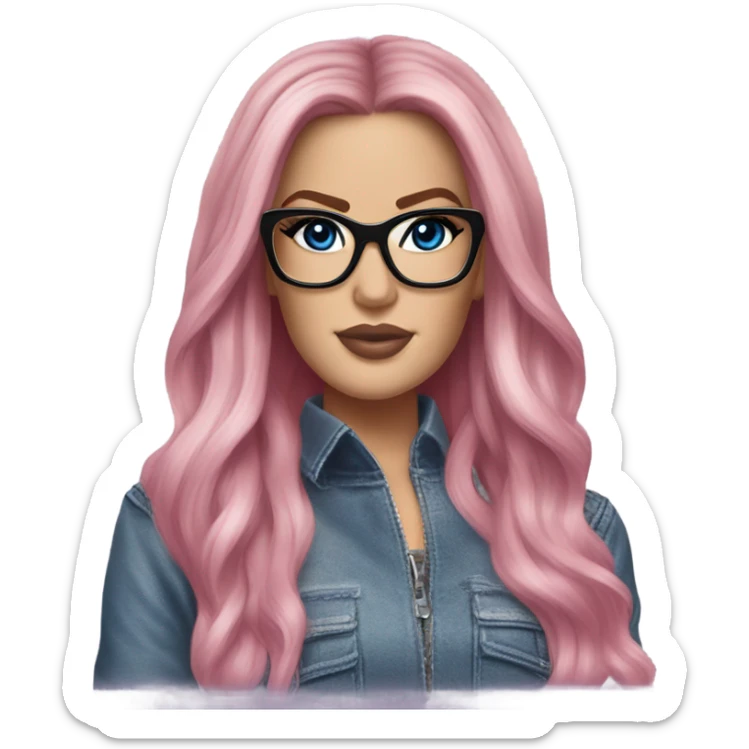 Photo Realistic khloe kardashian stylish pink hair BLUE eyes and glasses elegant  sticker