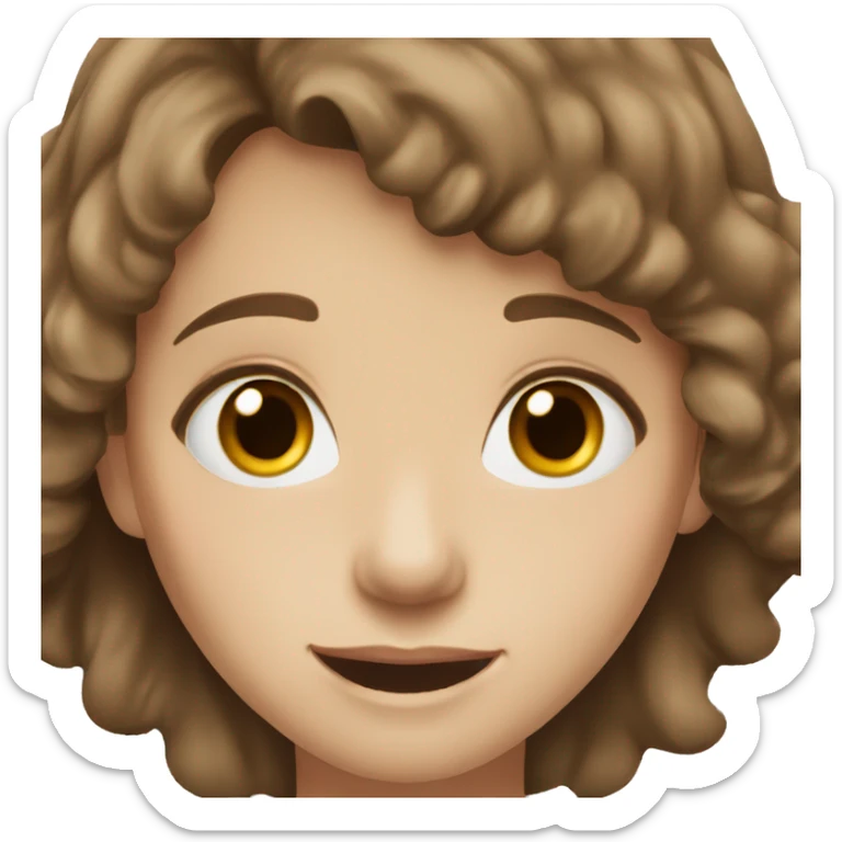 Girl with brown hair, hazel eyes braces and fair skin sticker