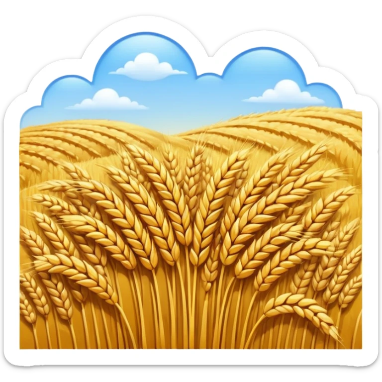 golden wheat field with blue sky above, low detail, high contrast, emoji style sticker