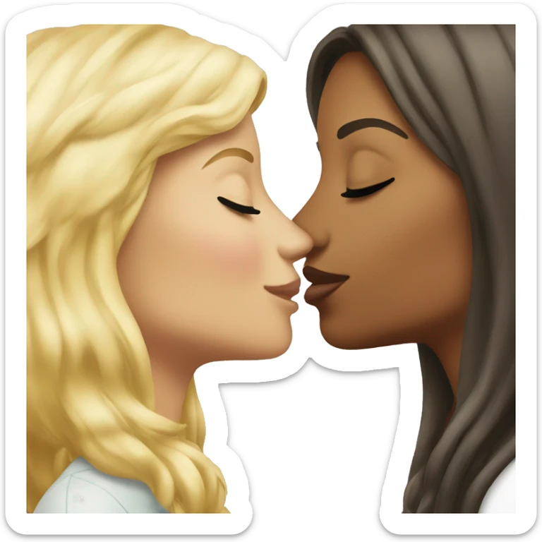 Blonde woman kissing brunette woman sticker