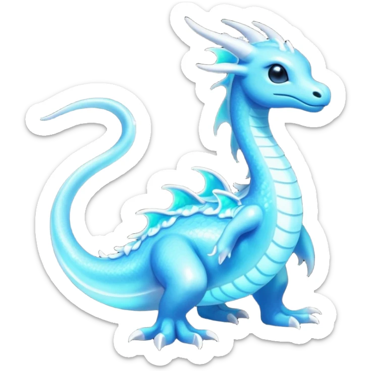 Shiny Sparkly Iridescent Bioluminescent Glowing Lumineon-Amaura-Dragonair-Fakémon-hybrid-creature (full body)  sticker