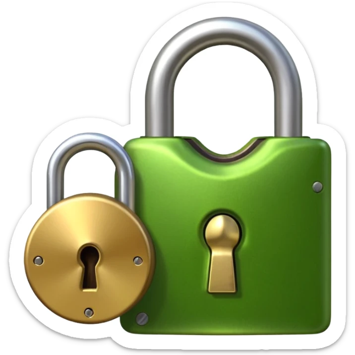 A seed germinating with a sprout sticking out of it in the shape of a pad lock with the seed being the body of the padlock and the sprout being the shackle of the padlock. But it looks more like a seed and a sprout rather than anything else sticker