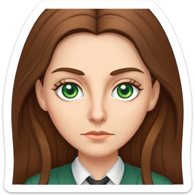 Stern female teacher with long Brown hair and Green eyes sticker