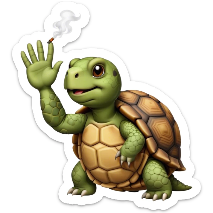 Tortue qui fume et qui fait un coucou sticker