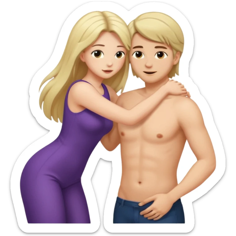 Naked woman showing off her big butt cheeks with a man fingering her butt hole sticker