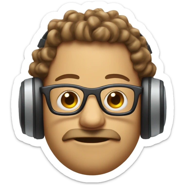Skibidi toilet head with curls brown sling and glasses and headphones sticker