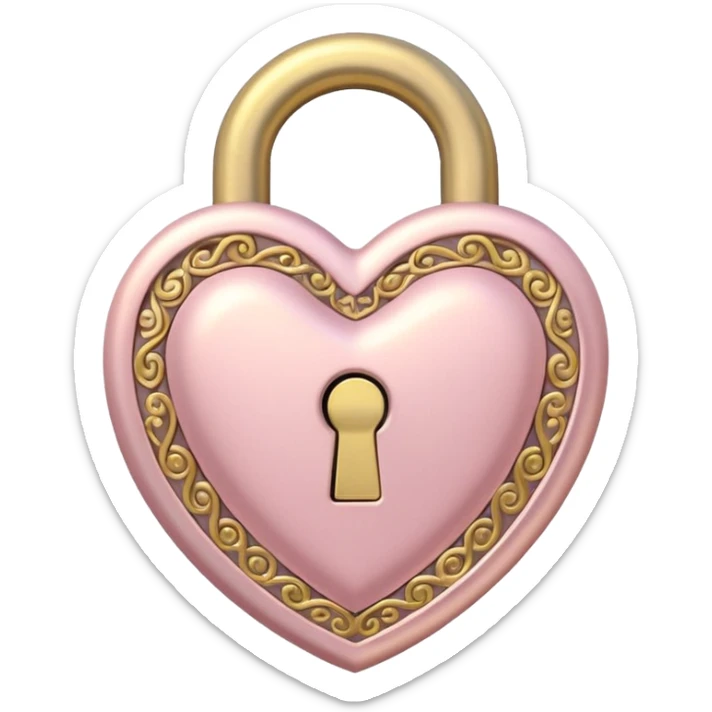 The key to the heart lock in soft pink, beige and yellow pastel colors sticker