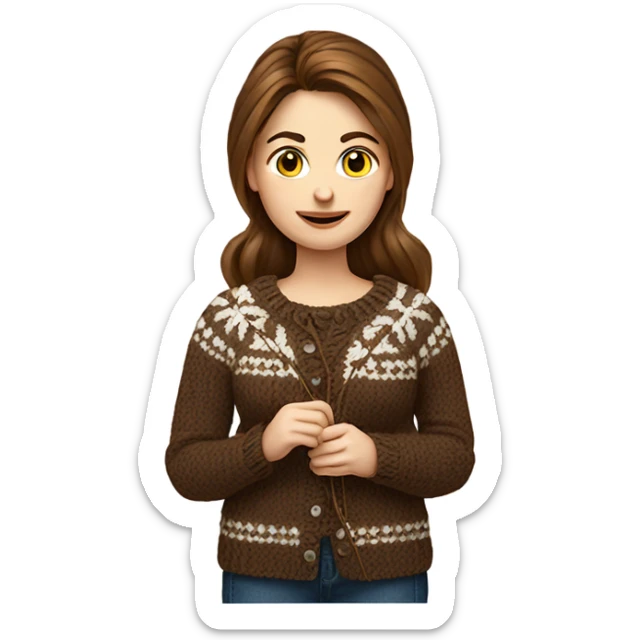 beautiful finnish brown hair woman knitting sweater  sticker