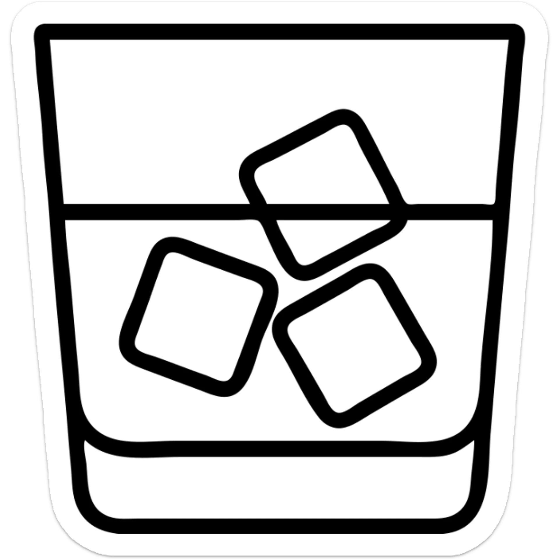 a whiskey glass with ice, minimal style sticker