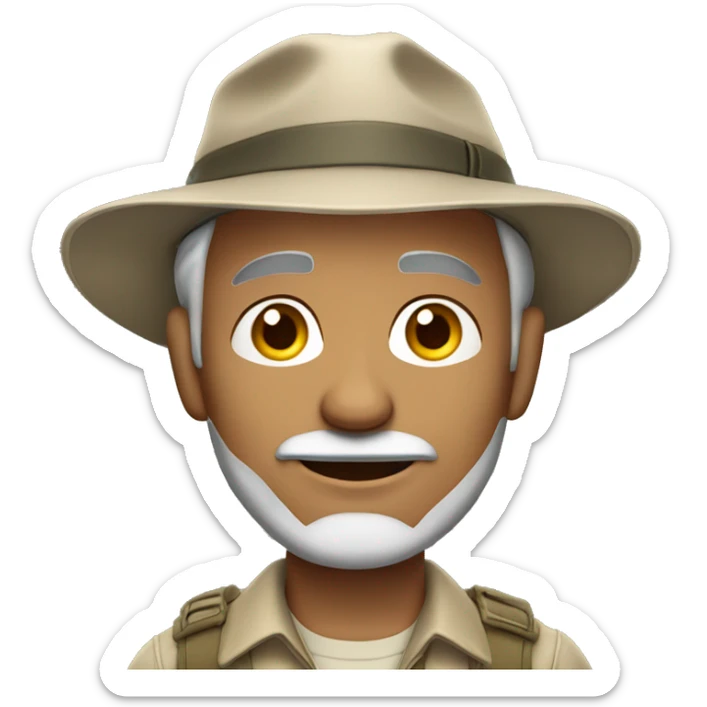 English Sahara man in safari outfit with grey hair and hat  sticker