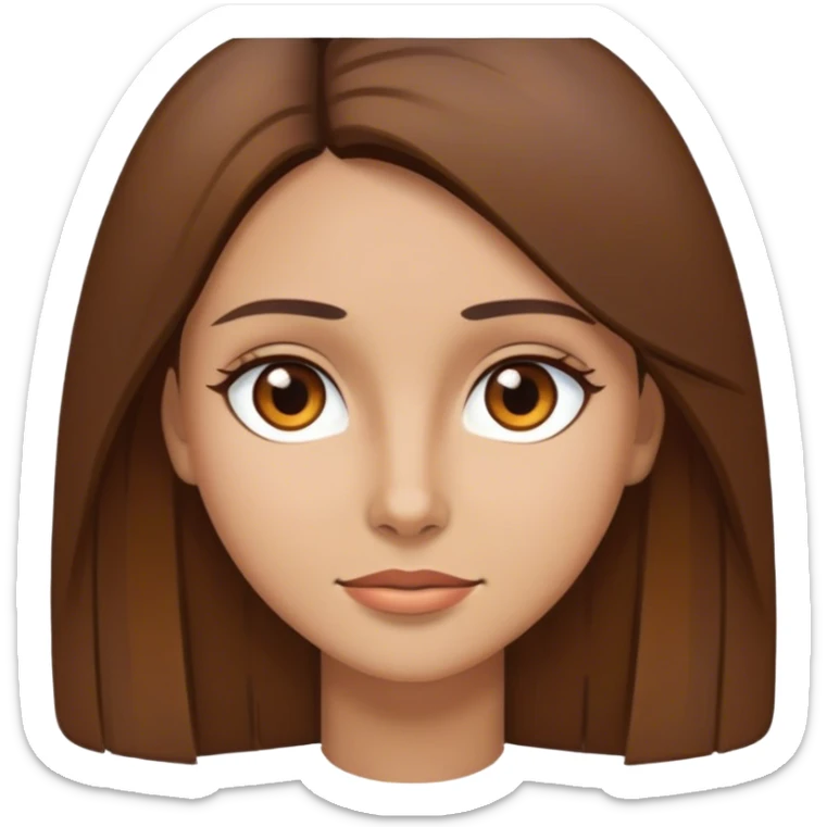 Woman with brown straight hair, brown eyes, slightly tan skin  sticker