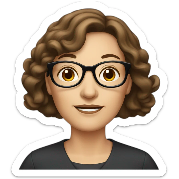50 year old french women with brown hair and rond glasses sticker