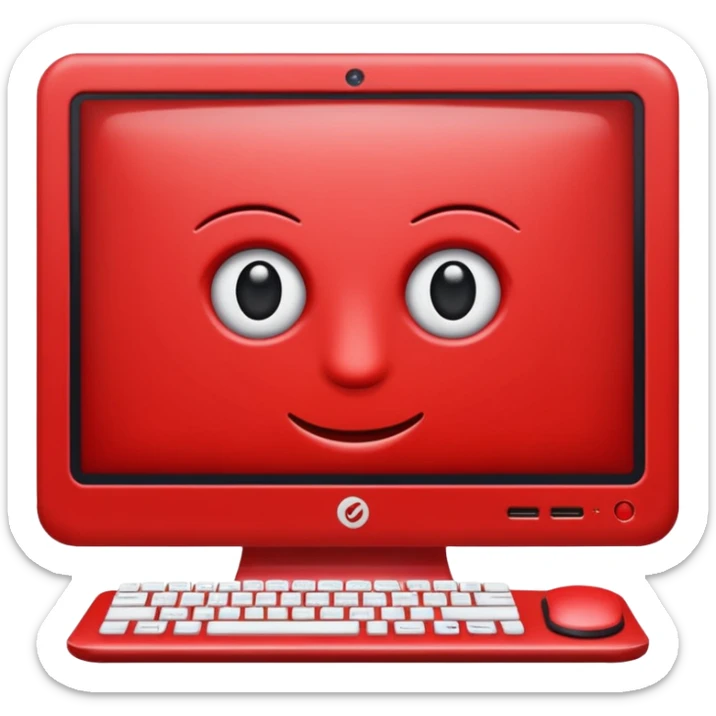 HAZ UN computador de color rojo carmesí brillante y que la pantalla tenga un to-do list sticker