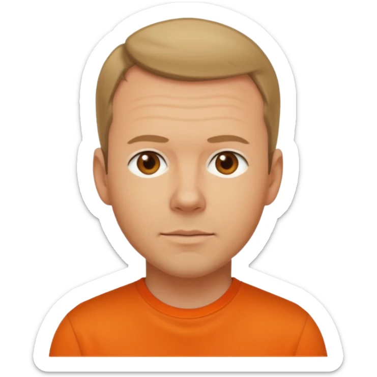 Donnie Wahlberg brown eyes,dark blonde hair, orange shirt  sticker