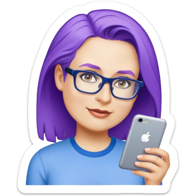 female, wearing blue shirt sticker