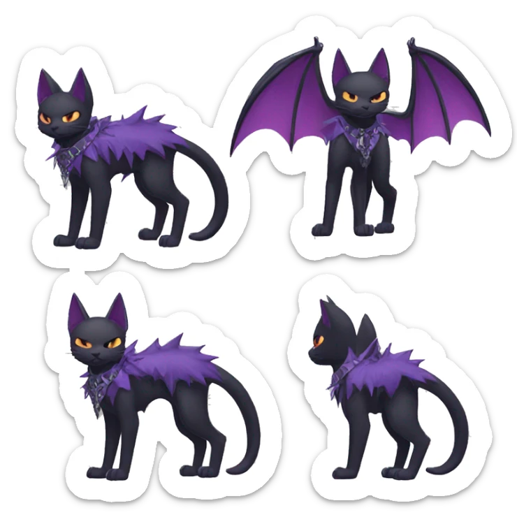 cool edgy black punk Purple nargacuga-bat-cat-Fakemon collar full body sticker