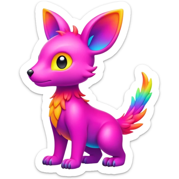 Neon-colored Cute Colorful Fionbri-creature (full body) by Falvie sticker