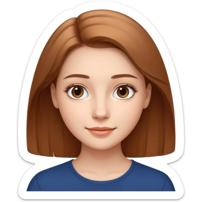 A realistic portrait of a young woman with soft facial features, clear skin, natural makeup, gentle eyes, symmetrical face, subtle smile, smooth lighting, high detail, photorealistic, 85mm len
 sticker