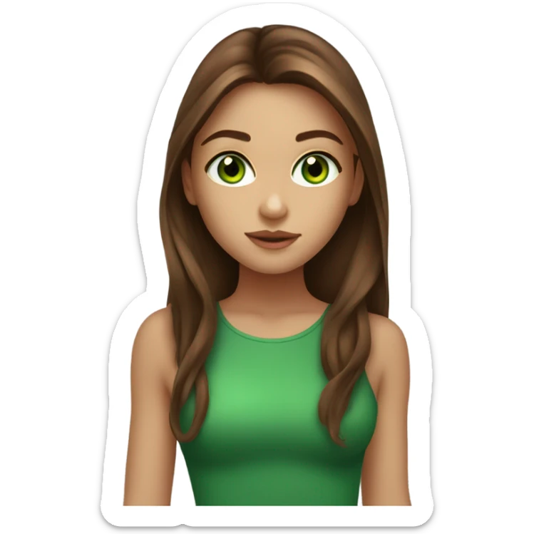 beautiful green eyed girl with beautiful long brown hair, that look like a super model sticker