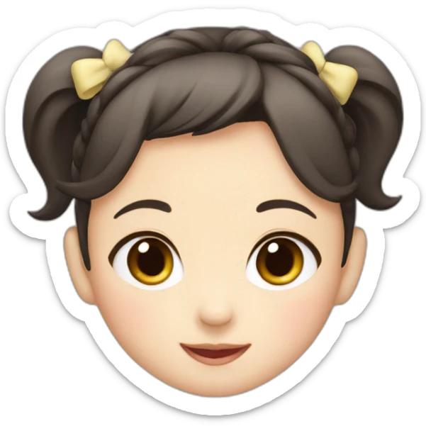 Japanese baby girl with two ponytail dark hair smiling sticker