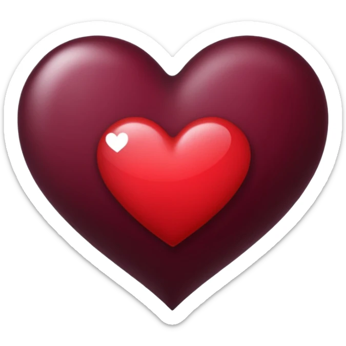 Genera un emoji de un corazón blanco con color vino tinto , sencillo y lindo  sticker