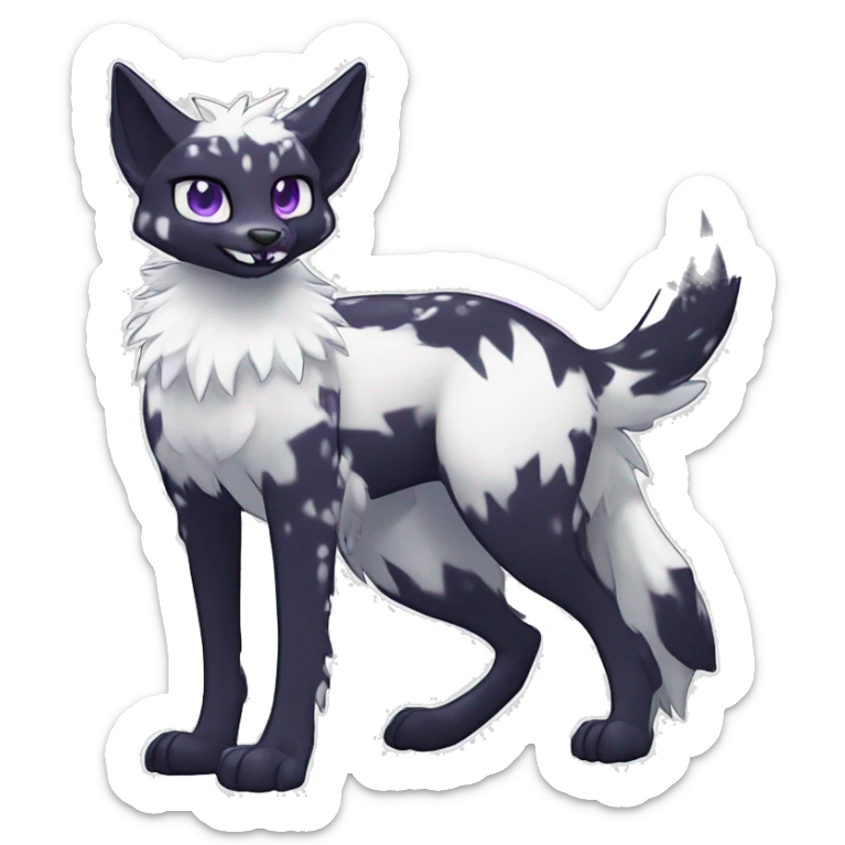 Epic Edgy Black White Purple ethereal Sergal-shiny sparkle starry Serval-Fionbri full body sticker