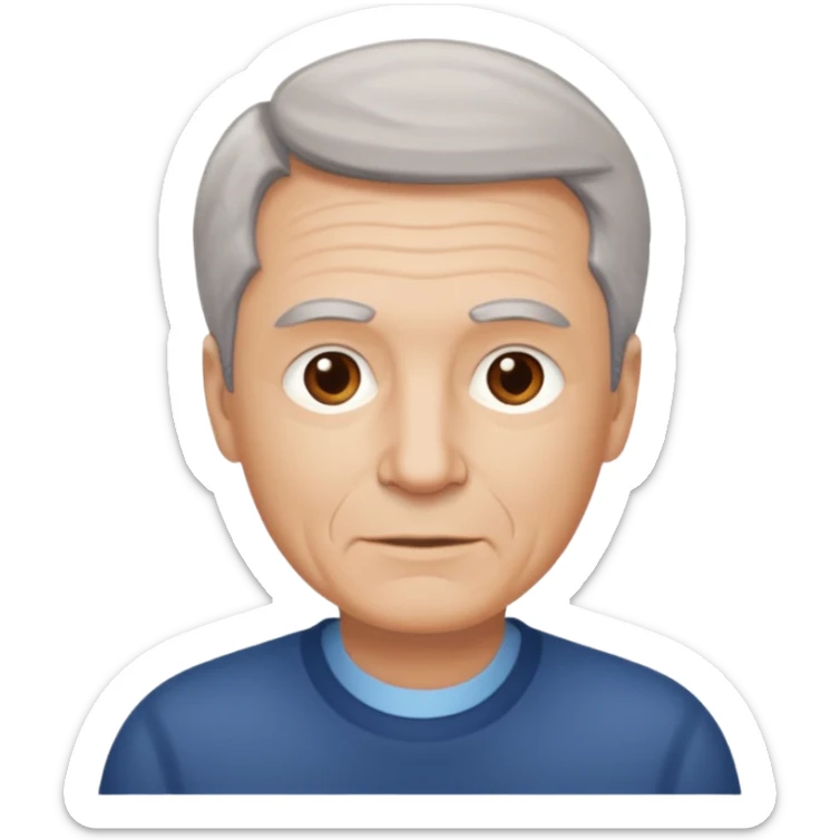 ahora hazme una hombre blanco viejito con el pelo corto y cafe oscuro sticker