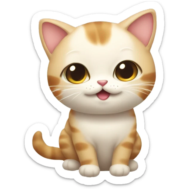 Emoji of a Mofusan-style cat dressed as a cute animal, with a big head, soft colors, and an adorable, playful expression sticker