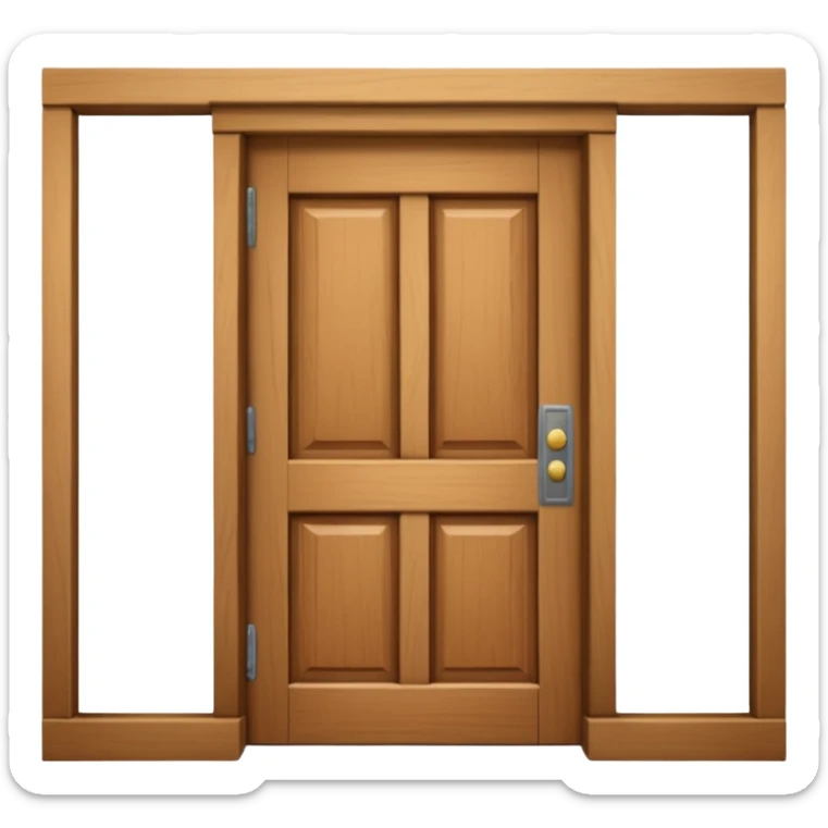 a wooden door that is wide open. The door is not closed, it is open! The door frame is simple and matches the wood tone of the door. sticker