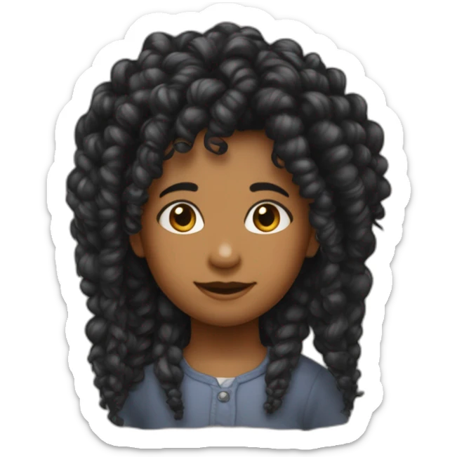 Enfant noire cheveux crépus frisés tressée avec des grosse lèvre sticker