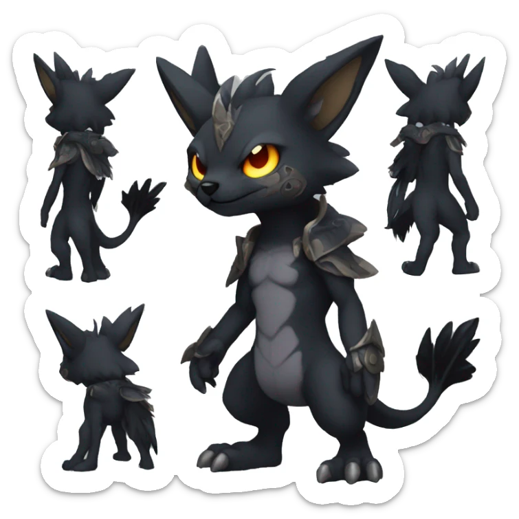 cool edgy fantasy dark-shadow-themed animal hybrid Fakemon full body sticker