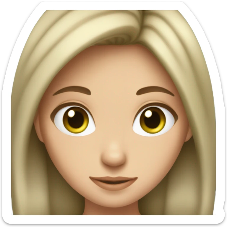 Princess Girl Brown hair green eyes sticker