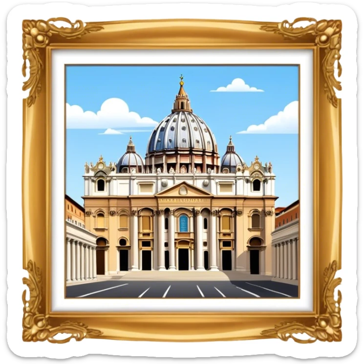 Cinematic Realistic St. Peter's Basilica Landmark Emoji, depicted with majestic, ornate architecture rendered with lifelike detail and regal lighting. sticker