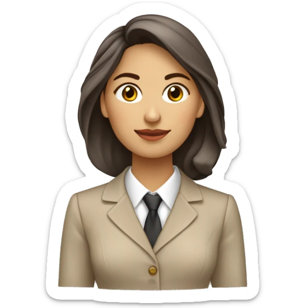 Arquitecto mujer tez blanca, cabello chino café vestida con un traje sastre beige sticker